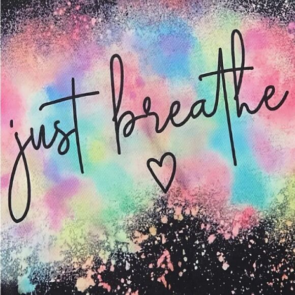NEW! PLUS Size Just Breathe Splatter and Tie Dye Women's T Shirt Summer Spring - Picture 5 of 5